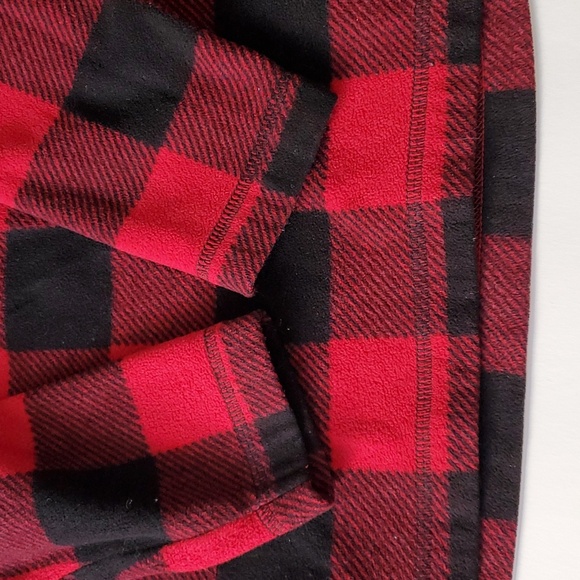 Buffalo Plaid Fleece Boys Size 10 12 Lands End Red Black Fleece Plaid Pullover - Picture 7 of 12